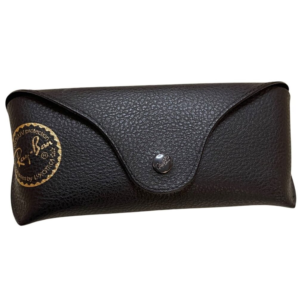 Ray-Ban Black Textured Leather Sunglasses Case W/ Snap Closure & Gold Logo